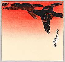 Zeshin Shibata 1807-1891 - Crows in Flight at Sunrise - artelino Art Auctions. Zeshin Shibata 1807-1891 - Crows in Flight at Sunrise