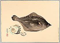 Bakufu Ono 1888-1976 - Flounder and Sea Shells - artelino Art Auctions. Bakufu Ono 1888-1976 - Flounder and Sea Shells