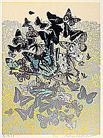 Chizuko Yoshida born 1924 - Butterflies in Garden - artelino Art Auctions. Chizuko Yoshida born 1924 - Butterflies in Garden