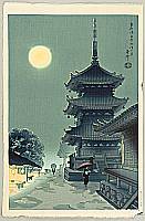 Benji Asada 1899-1984 - Moon at Kiyomizu Temple - artelino Art Auctions. Benji Asada 1899-1984 - Moon at Kiyomizu Temple