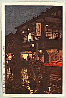 Hiroshi Yoshida 1876-1950 - Kagurazaka Street after a Night Rain. - artelino Art Auctions. Hiroshi Yoshida 1876-1950 - Kagurazaka Street after a Night Rain.