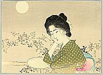 Toshimine Tsutsui 1863-1934 - Moonlit Night of Bushclover - kuchi-e - artelino Art Auctions. Toshimine Tsutsui 1863-1934 - Moonlit Night of Bushclover - kuchi-e
