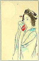 Eisen Tomioka 1864-1905 - Beauty and the Moon - artelino Art Auctions. Eisen Tomioka 1864-1905 - Beauty and the Moon