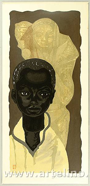 Junichiro Sekino 1914-1988 - Boy and Villagers - artelino Art Auctions. Junichiro Sekino 1914-1988 - Boy and Villagers