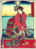 Nagasaki Geisha - By Yoshitaki Utagawa 1841-1899