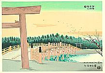 Tomikichiro Tokuriki 1902-1999 - Uji Bridge - Famous Historic Places and Holy Places