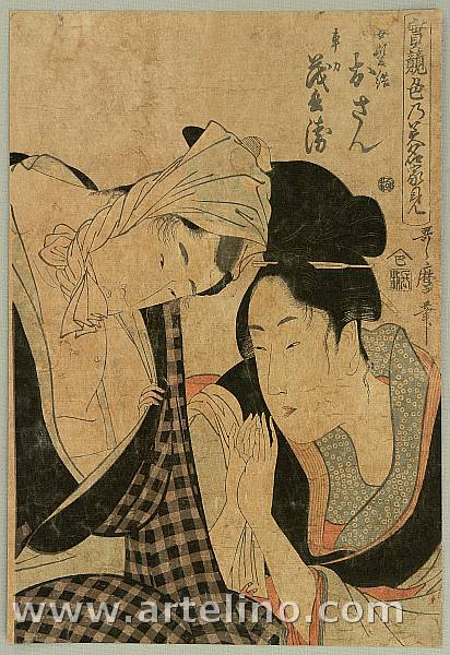 Utamaro Kitagawa 1750-1806 - Osan and Mohei - True Feelings Compared