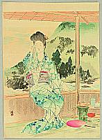 Shoso Mishima 1856-1928 - Beauty at Resort - artelino Art Auctions. Shoso Mishima 1856-1928 - Beauty at Resort