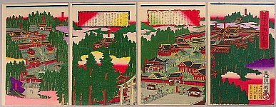 Chikuyo Hasegawa fl.ca. 1870-80s - Panoramic Map of Toshogu Shrine in Nikko