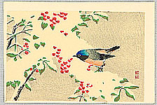 Sozan Ito 1884-? - Bird on a Snow Covered Branch - artelino Art Auctions. Sozan Ito 1884-? - Bird on a Snow Covered Branch