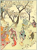 Eisen Tomioka 1864-1905 - Cherry Blossoms Viewing Party. - artelino Art Auctions. Eisen Tomioka 1864-1905 - Cherry Blossoms Viewing Party.