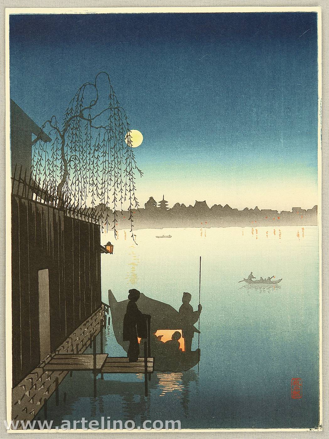 Kobayashi Eijiro: Evening Cool on Sumida - Artelino - 浮世絵検索