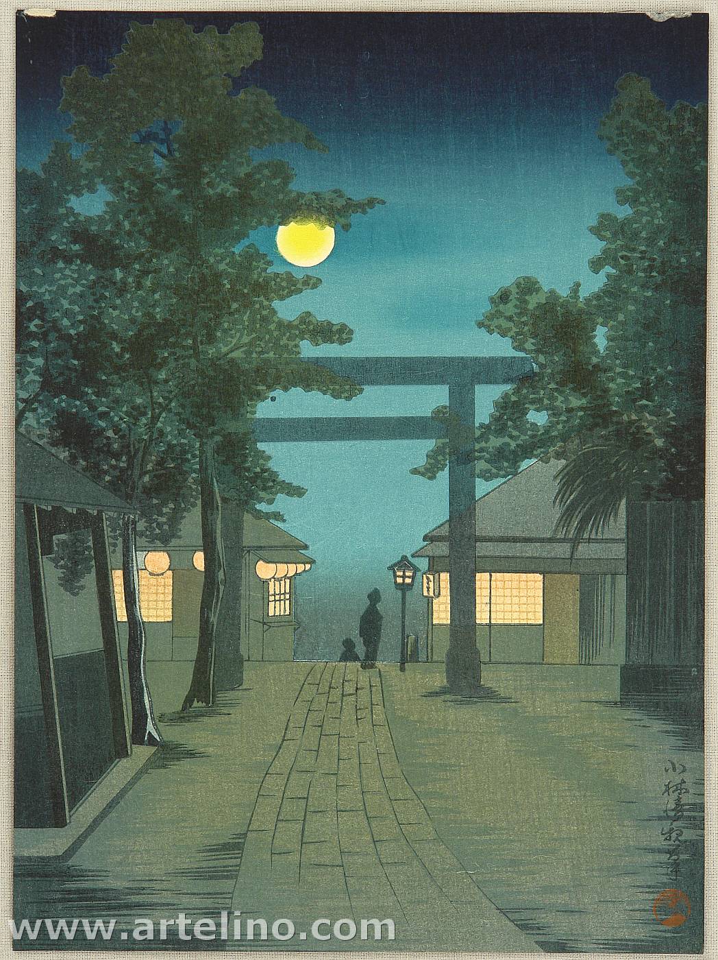 Kobayashi Kiyochika: Torii and Full Moon - Artelino - Ukiyo-e Search