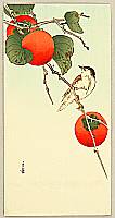 Gesso Yoshimoto 1881-1936 - Bird and Persimmon - artelino Art Auctions. Gesso Yoshimoto 1881-1936 - Bird and Persimmon