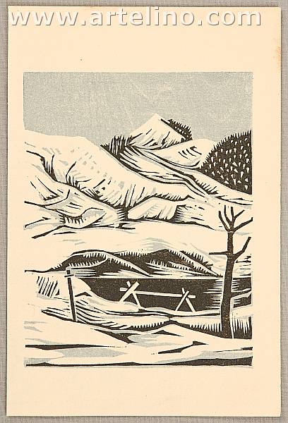 Yoshiteru Ito fl.ca. 1920-30 - Snow Landscape - artelino Art Auctions. Yoshiteru Ito fl.ca. 1920-30 - Snow Landscape
