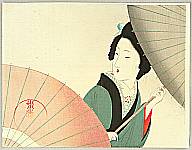 Eisen Tomioka 1864-1905 - Beauty and Umbrella - artelino Art Auctions. Eisen Tomioka 1864-1905 - Beauty and Umbrella