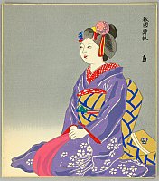 Tomikichiro Tokuriki 1902-1999 - Dancer at Gion - Kyoto Twelve Months - artelino Art Auctions. Tomikichiro Tokuriki 1902-1999 - Dancer at Gion - Kyoto Twelve Months