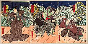 Kunisada Utagawa 1786-1865 - Wave Screen - Kabuki