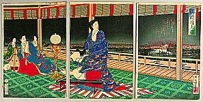 Yasuji Inoue 1864-1889 - Fireworks at Ryogoku - artelino Art Auctions. Yasuji Inoue 1864-1889 - Fireworks at Ryogoku
