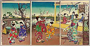 Chikanobu Toyohara 1838-1912 - Early Spring - artelino Art Auctions. Chikanobu Toyohara 1838-1912 - Early Spring