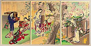Chikanobu Toyohara 1838-1912 - Beauty and Cherry Blossoms - artelino Art Auctions. Chikanobu Toyohara 1838-1912 - Beauty and Cherry Blossoms