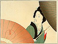 Eisen Tomioka 1864-1905 - Beauty and Umbrella - artelino Art Auctions. Eisen Tomioka 1864-1905 - Beauty and Umbrella