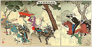 Ginko Adachi active 1874-1897 - Sino-Japanese War - Fierce Battle at Jiulian-cheng