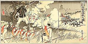 Akika Nakamura active ca. 1894 - Sino-Japanese War - Battle of Songhwan - artelino Art Auctions. Akika Nakamura active ca. 1894 - Sino-Japanese War - Battle of Songhwan