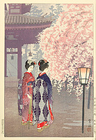 Shiro Kasamatsu 1898-1992 - Cherry Blossoms at Heian Jingu Shrine - artelino Art Auctions. Shiro Kasamatsu 1898-1992 - Cherry Blossoms at Heian Jingu Shrine