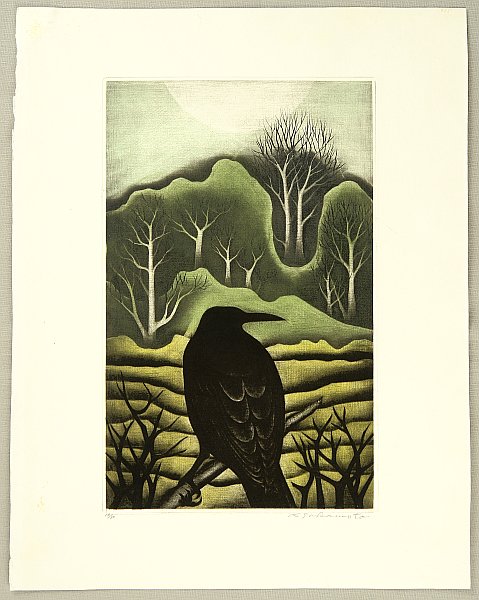 Koichi Sakamoto born 1932 - Crow and Full Moon
