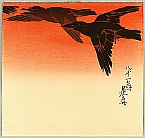 Zeshin Shibata 1807-1891 - Crows in Flight at Sunrise - artelino Art Auctions. Zeshin Shibata 1807-1891 - Crows in Flight at Sunrise
