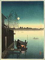Eijiro Kobayashi active 1930's - Evening Cool on Sumida - artelino Art Auctions. Eijiro Kobayashi active 1930's - Evening Cool on Sumida