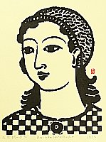 Unichi Hiratsuka 1895-1997 - Girl with Knitted Cap - artelino Art Auctions. Unichi Hiratsuka 1895-1997 - Girl with Knitted Cap