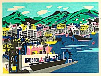 Hide Kawanishi 1894-1965 - Kobe Harbor - artelino Art Auctions. Hide Kawanishi 1894-1965 - Kobe Harbor