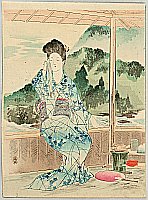 Shoso Mishima 1856-1928 - Beauty at Resort - artelino Art Auctions. Shoso Mishima 1856-1928 - Beauty at Resort