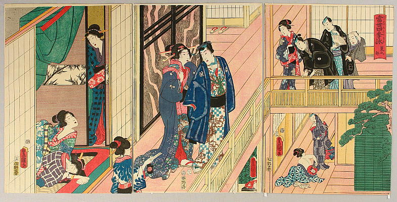 Prince Genji in Summer - The View of Four Seasons in Modern Times - Kunisada - 1786-1865