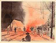 Shiun Kondo active in 1910-30s - Great Kanto Earthquake - Mansei Bridge - artelino Art Auctions. Shiun Kondo active in 1910-30s - Great Kanto Earthquake - Mansei Bridge