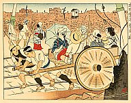 Kougai Noguchi fl.ca. 1920s - Great Kanto Earthquake - Narihira Tram Street - artelino Art Auctions. Kougai Noguchi fl.ca. 1920s - Great Kanto Earthquake - Narihira Tram Street