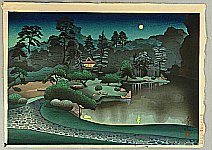 Bakufu Ono 1888-1976 - Tea House in Moon Light - artelino Art Auctions. Bakufu Ono 1888-1976 - Tea House in Moon Light