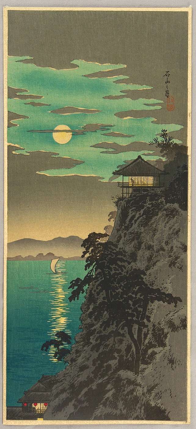 Takahashi Hiroaki: The Moon and Mt. Ishiyama - Artelino - Ukiyo-e