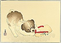 Seiho Takeuchi 1864-1942 - Puppy and Favorite Toy - artelino Art Auctions. Seiho Takeuchi 1864-1942 - Puppy and Favorite Toy