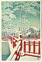 Snow at Yakumo Bridge - Kawase Hasui - 1883-1957
