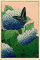 Taisui Inuzuka fl. 1920s - Butterfly and Hydrangea - artelino Art Auctions. Taisui Inuzuka fl. 1920s - Butterfly and Hydrangea
