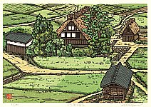 Katsuyuki Nishijima born 1945 - Village Houses at Shirakawa - artelino Art Auctions. Katsuyuki Nishijima born 1945 - Village Houses at Shirakawa