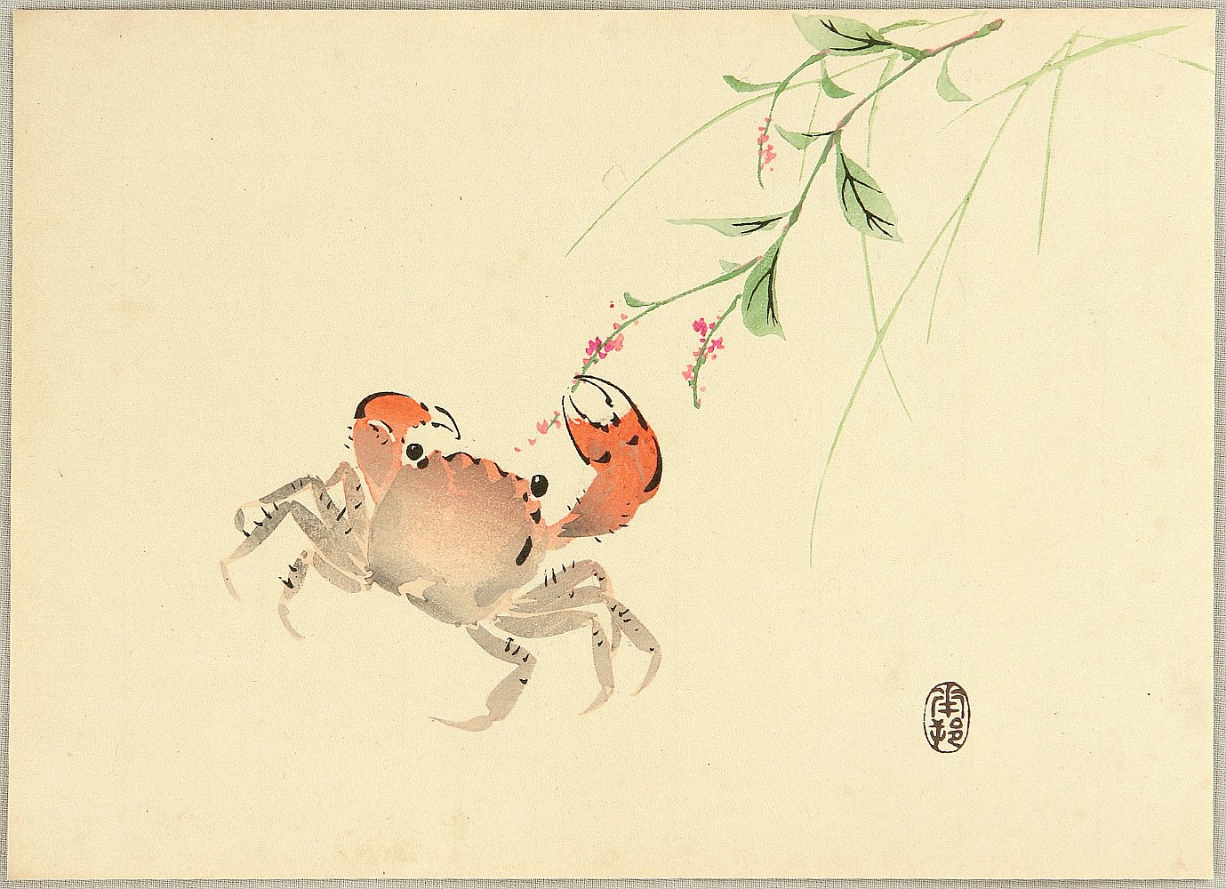 鈴木南嶺: Crab and Flower - Artelino - 浮世絵検索