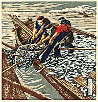 Sadao Abe 1910-1969 - Herring Fishermen - artelino Art Auctions. Sadao Abe 1910-1969 - Herring Fishermen