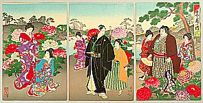 Chikanobu Toyohara 1838-1912 - Customs and Manners of Edo 12 Months - Ladies, Samurai and Sumo Wrestler - artelino Art Auctions. Chikanobu Toyohara 1838-1912 - Customs and Manners of Edo 12 Months - Ladies, Samurai and Sumo Wrestler