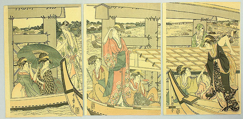 Utamaro Kitagawa 1750-1806 - Beauties on the Boats - artelino Art Auctions. Utamaro Kitagawa 1750-1806 - Beauties on the Boats