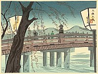 Tomikichiro Tokuriki 1902-1999 - 4 Seasons of Kyoto - Sanjo Bridge - artelino Art Auctions. Tomikichiro Tokuriki 1902-1999 - 4 Seasons of Kyoto - Sanjo Bridge