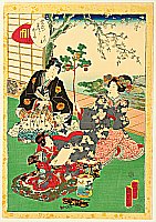 Kunisada II Utagawa 1823-1880 - Cards of Tale of Genji - Hatsune